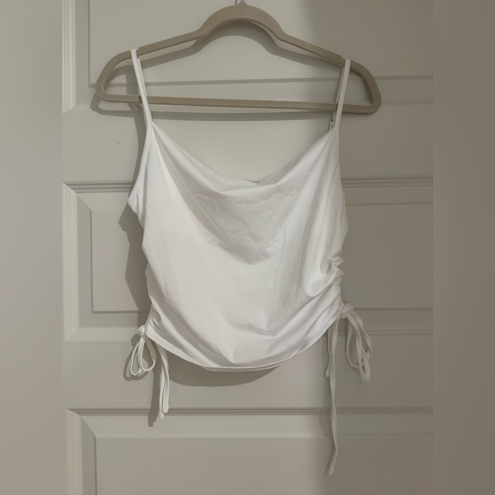 Zaful White Ruched Tie top